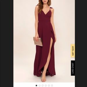 Lulus Here’s to us maroon wrap dress